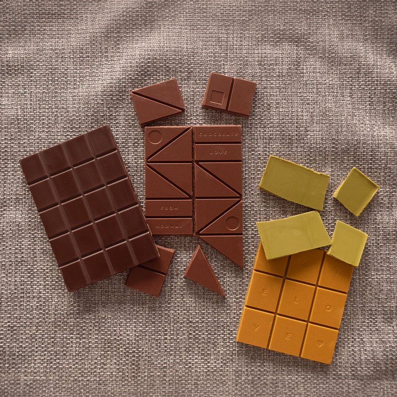 chocolats originaux: Standout aux algues et fjak au fromage brun norvégien, ainsi qu'à l'argousier et au matcha